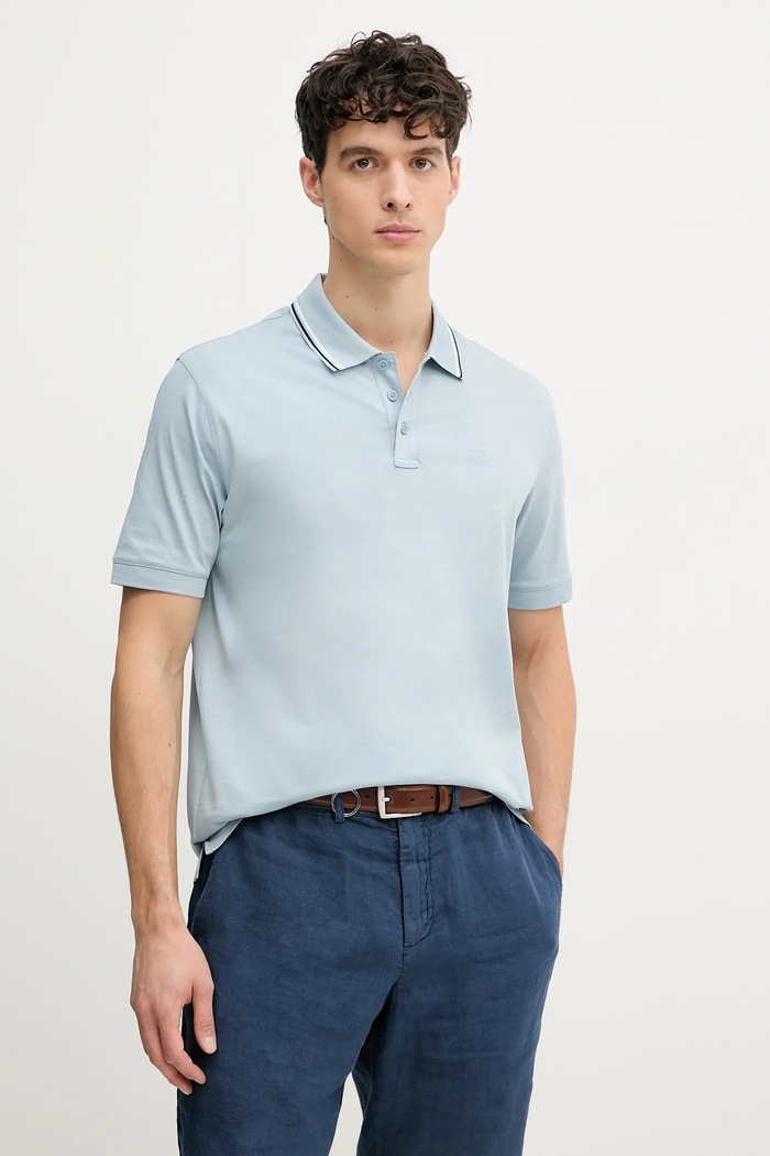 Armani Exchange polo bawełniane nadruk niebieski XM000466.AF10337