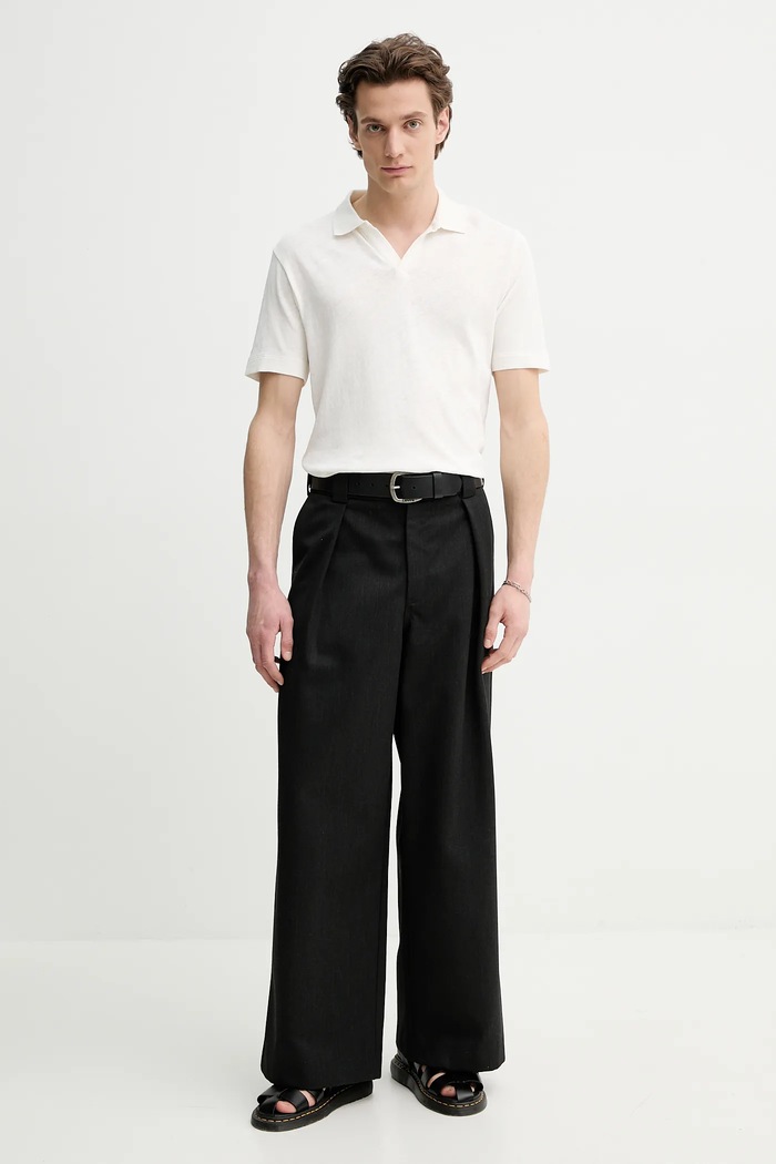 Marc O'Polo polo z domieszką lnu 523209153026 biały SS25