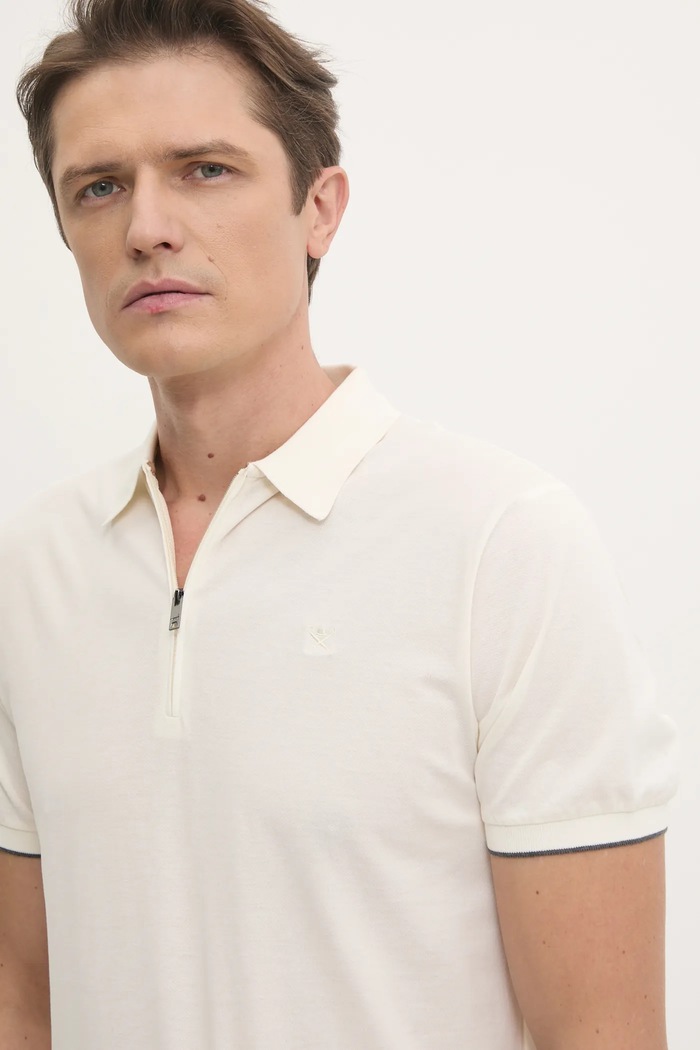Pamučna polo majica Hackett London bež HM563379