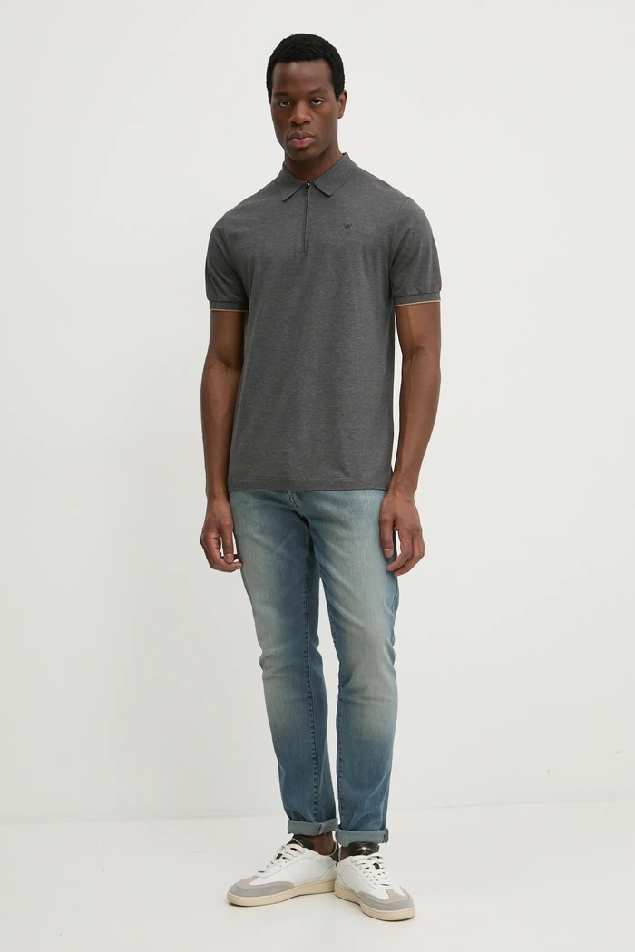 Hackett London polo de bumbac HM563379 gri SS25