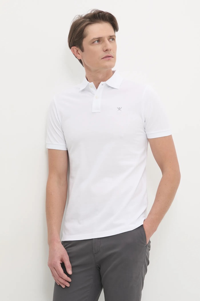 Hackett London pamut póló sima fehér HM562363