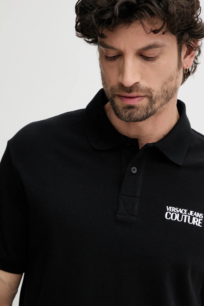 Bavlněné polo tričko Versace Jeans Couture černá 78GAG623.J0003