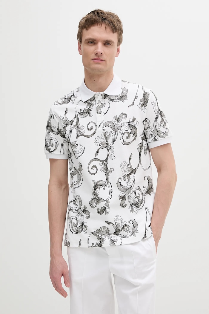 Bavlnené polo tričko Versace Jeans Couture regular biela 78GAG6S0.JS460