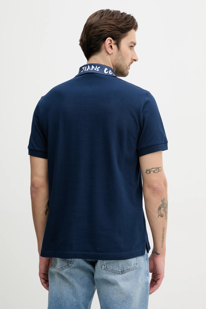 Ρούχα Βαμβακερό μπλουζάκι πόλο Versace Jeans Couture 78GAGT05.CJ01T σκούρο μπλε