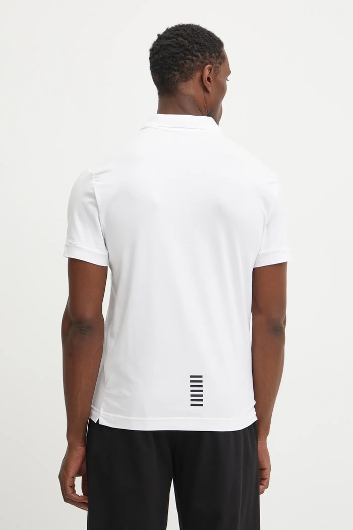 Odzież EA7 Emporio Armani polo męskie bawełniane z elastanem PJVQZ.8NPF14 biały