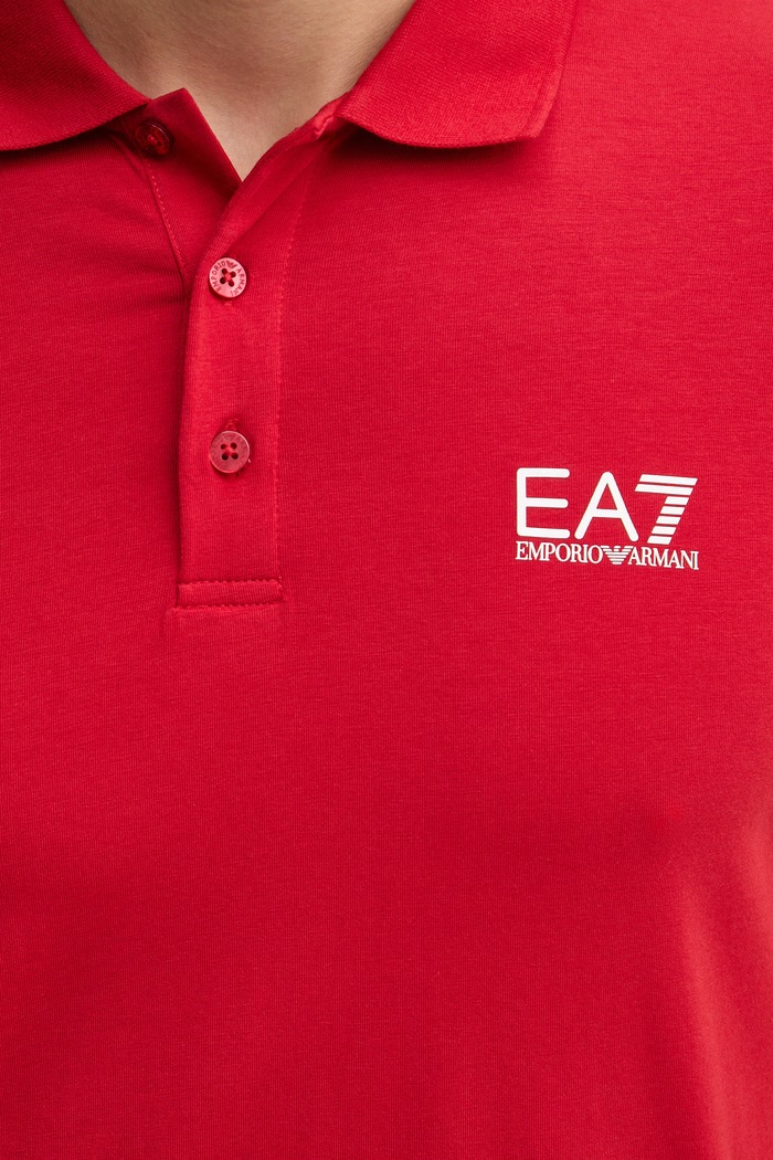 EA7 Emporio Armani polo bărbați din bumbac cu elastan PJVQZ.8NPF14 rosu