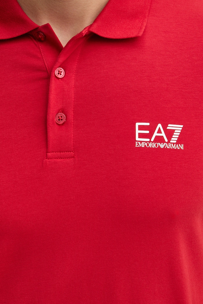 EA7 Emporio Armani polo bărbați din bumbac cu elastan PJVQZ.8NPF14 rosu