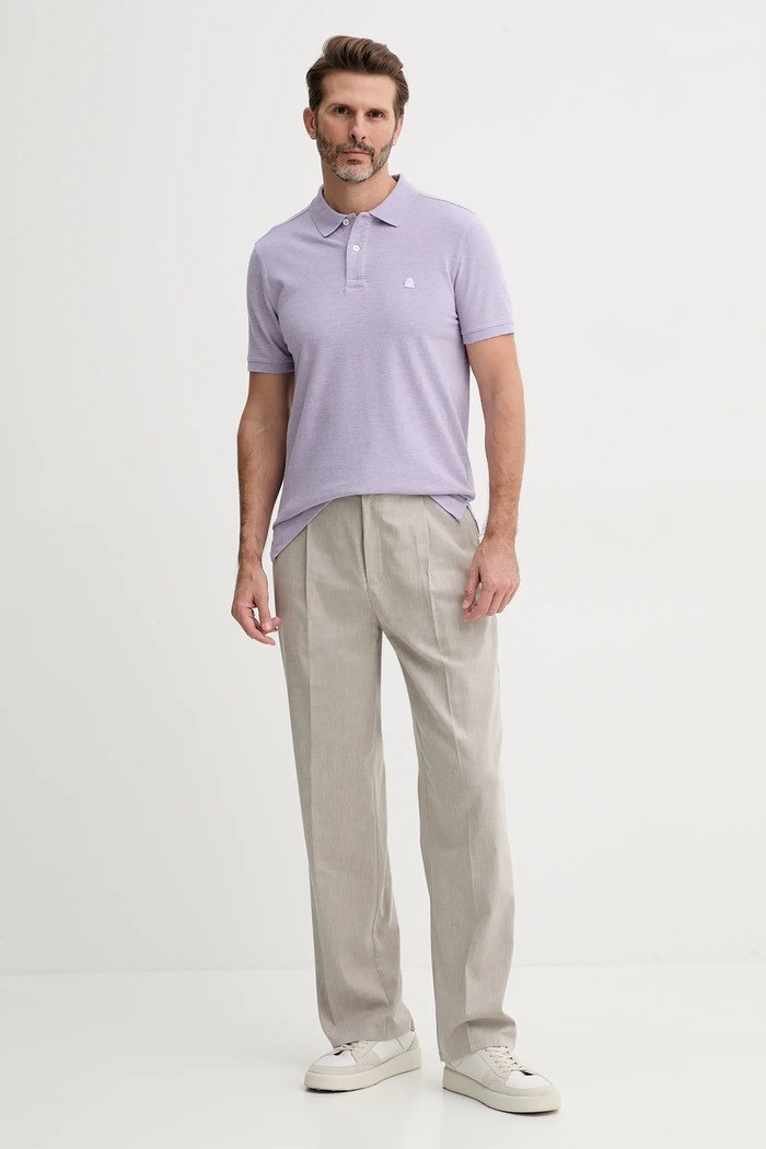 Bavlnené polo tričko United Colors of Benetton 3088U3023 fialová SS25