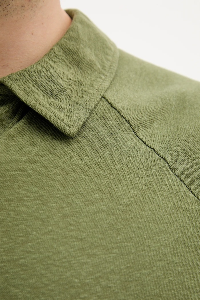 Ľanové polo United Colors of Benetton 3UTFU302A zelená