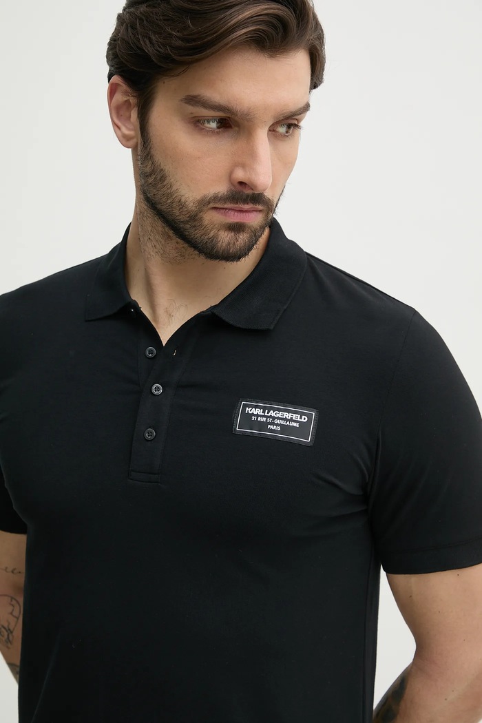 Karl Lagerfeld tricou polo negru 552221.745019