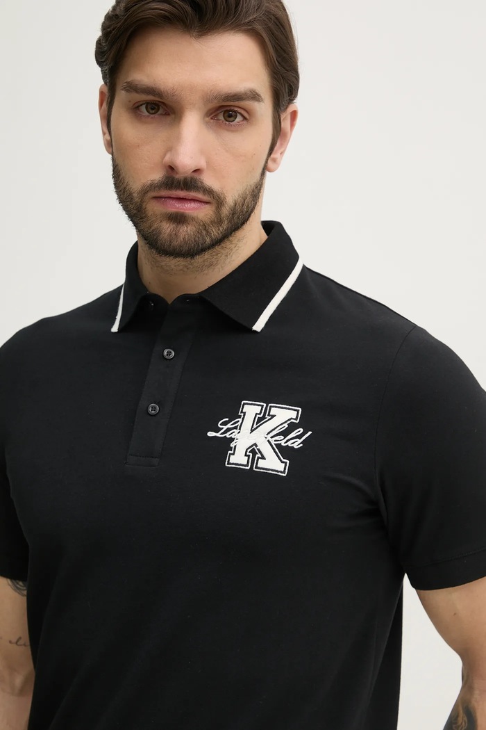 Karl Lagerfeld tricou polo negru 552221.745015