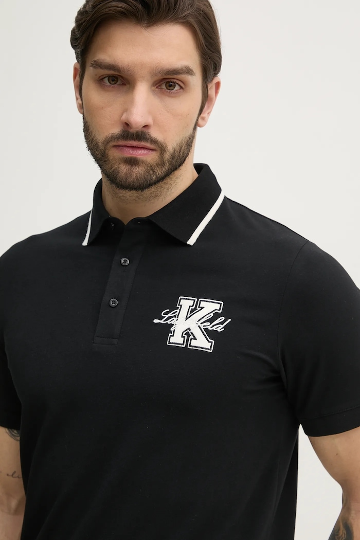 Karl Lagerfeld tricou polo negru 552221.745015