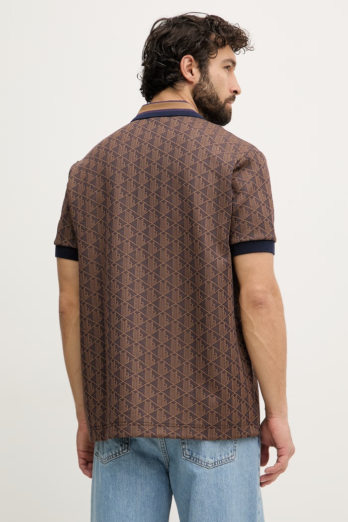 Дрехи Lacoste тениска с яка мъжка DH1417 кафяв
