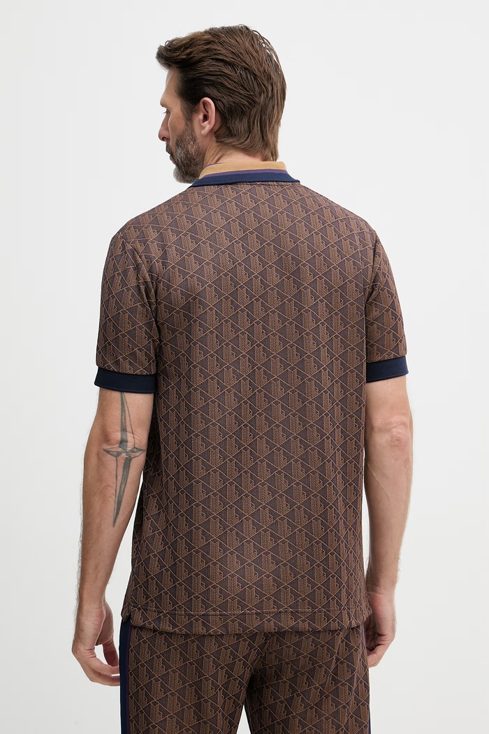 Ρούχα Lacoste Πόλο ανδρικό DH1417 καφέ