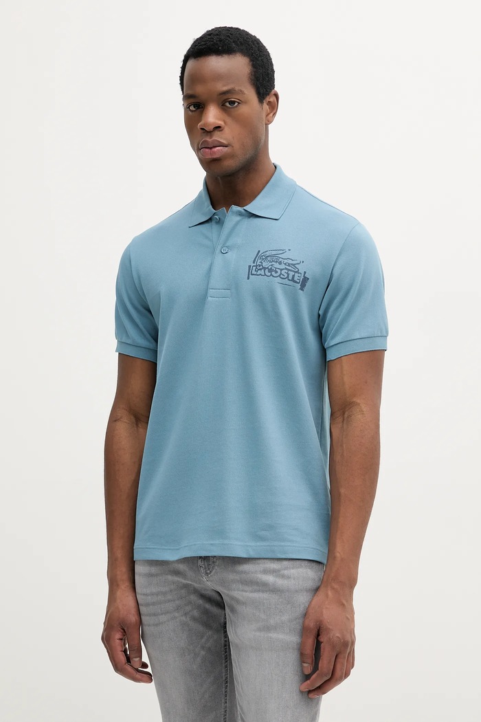 Памучна тениска с яка Lacoste стандартна син PH0285