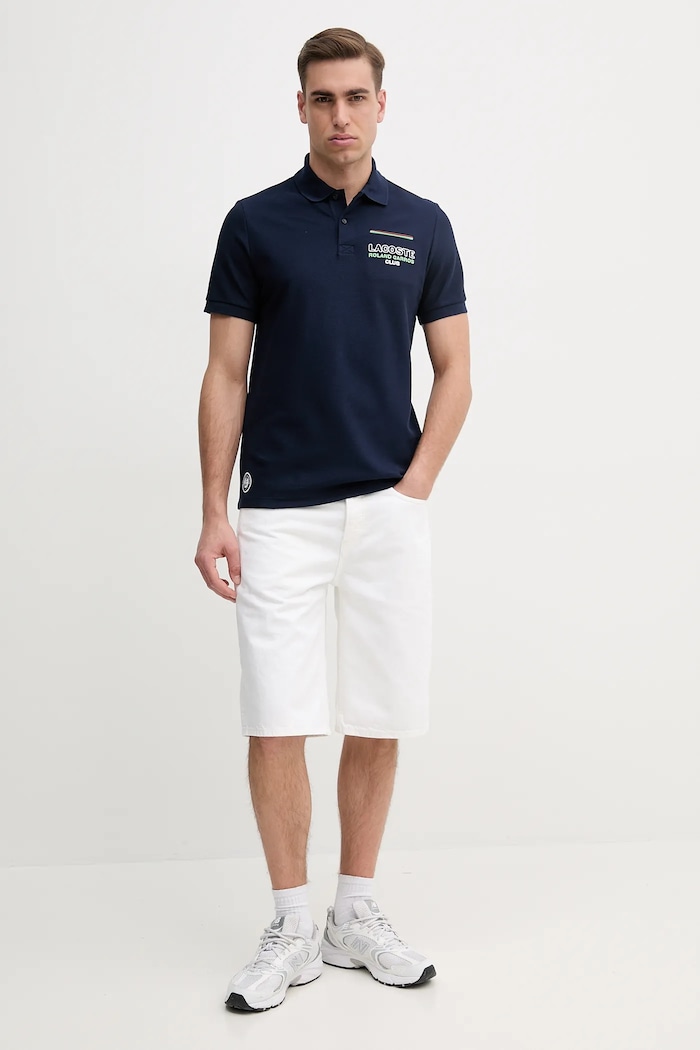 Βαμβακερό μπλουζάκι πόλο Lacoste PH8742 σκούρο μπλε SS25