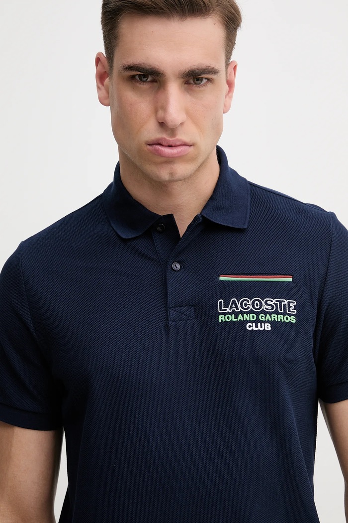Βαμβακερό μπλουζάκι πόλο Lacoste σκούρο μπλε PH8742