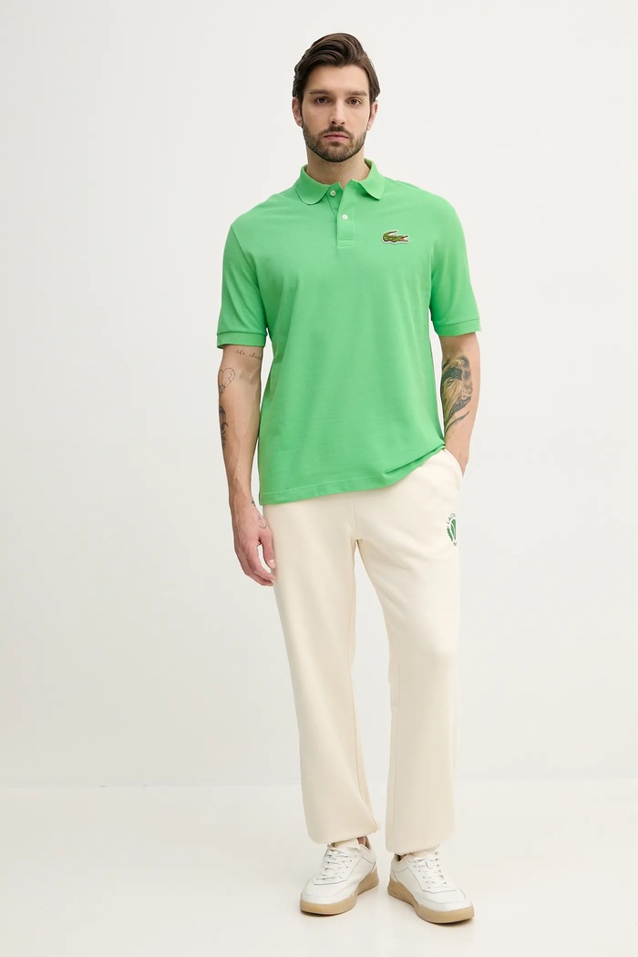 Βαμβακερό μπλουζάκι πόλο Lacoste PH2751 πράσινο SS25