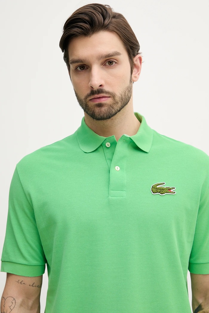 Βαμβακερό μπλουζάκι πόλο Lacoste πράσινο PH2751
