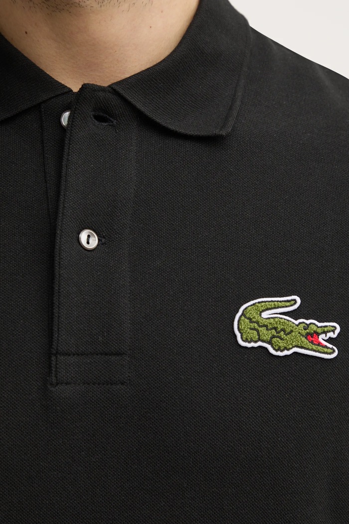 Βαμβακερό μπλουζάκι πόλο Lacoste PH2751 μαύρο
