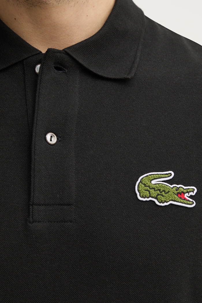 Βαμβακερό μπλουζάκι πόλο Lacoste PH2751 μαύρο