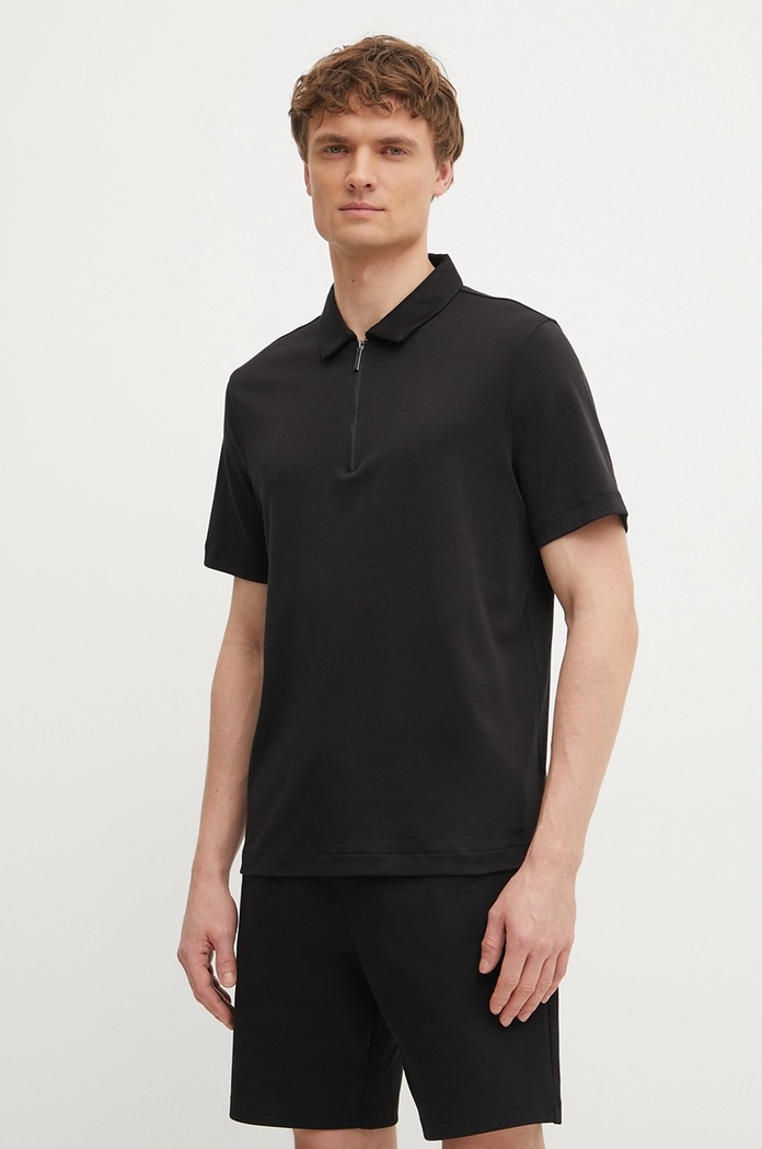 Pamučna polo majica Michael Kors bez uzorka crna CR552FRC93