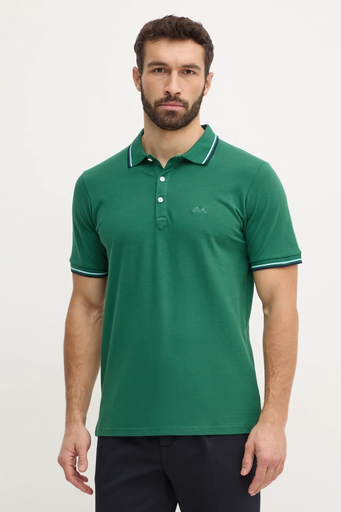 Памучна тениска с яка Lindbergh свободна зелен 30.404010.GREEN.CASH