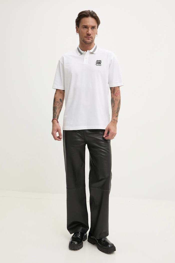 HUGO polo x RACING BULLS 50542748 beżowy SS25