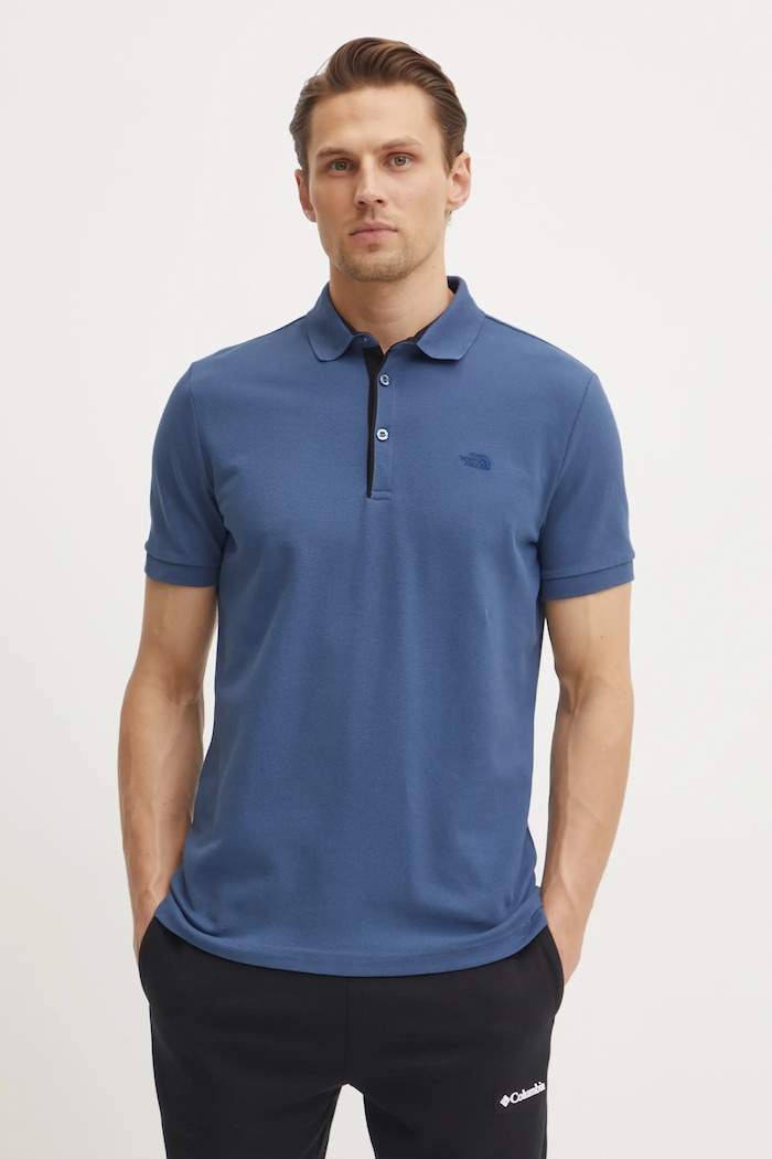 The North Face polo de bumbac Premium Slim slim albastru NF0A8C1NHDC1