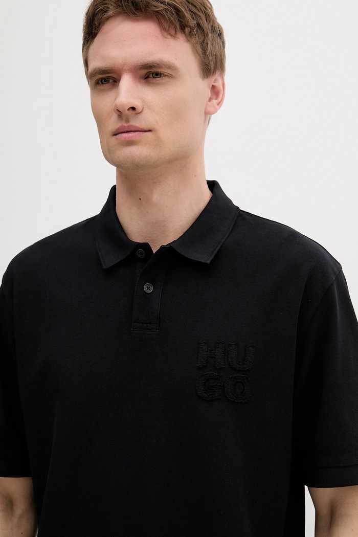 Oblečenie Bavlnené polo tričko HUGO 50535286 čierna