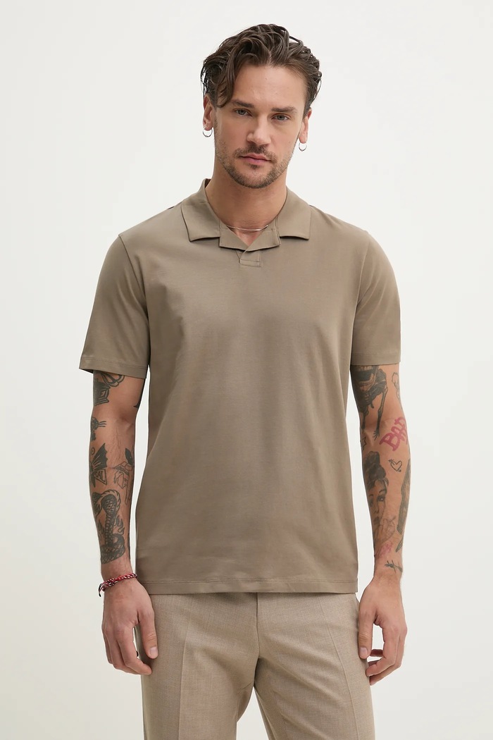 HUGO polo bawełniane bawełna beżowy 50542961