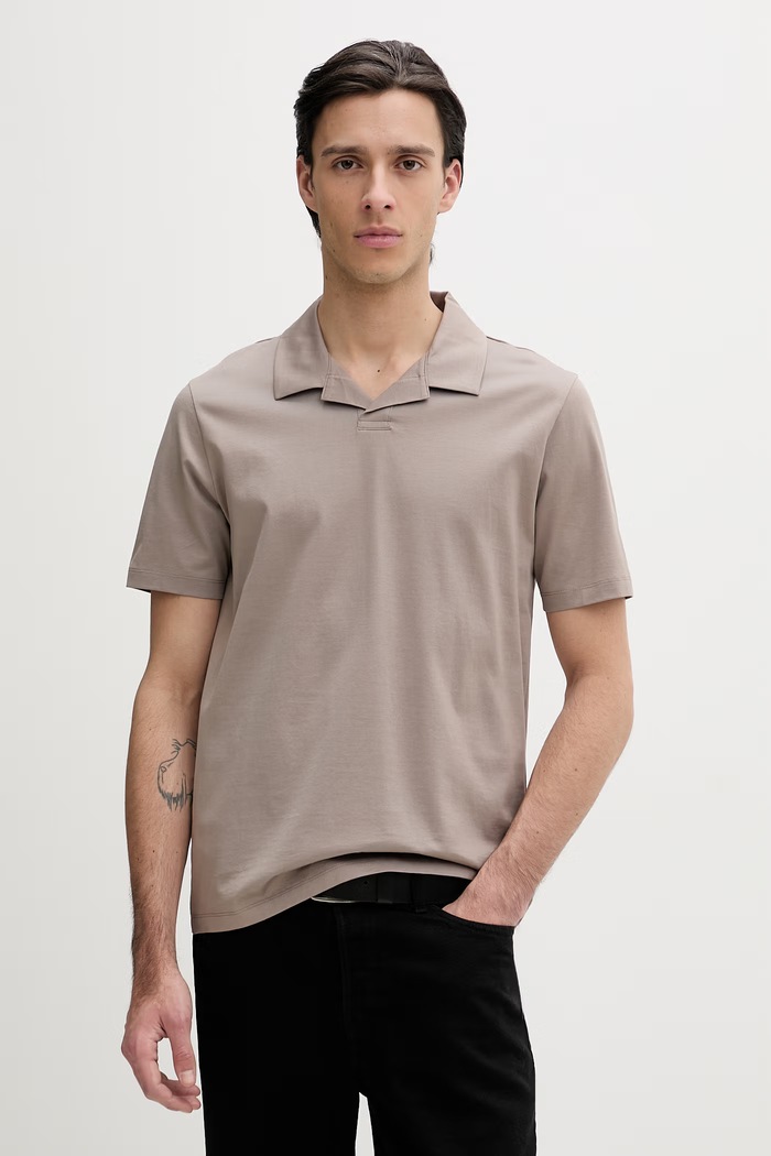 Bavlnené polo tričko HUGO slim béžová 50542961
