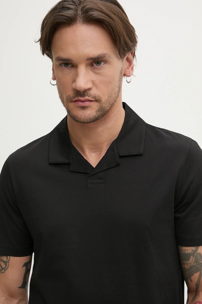 Bavlnené polo tričko HUGO slim čierna 50542961