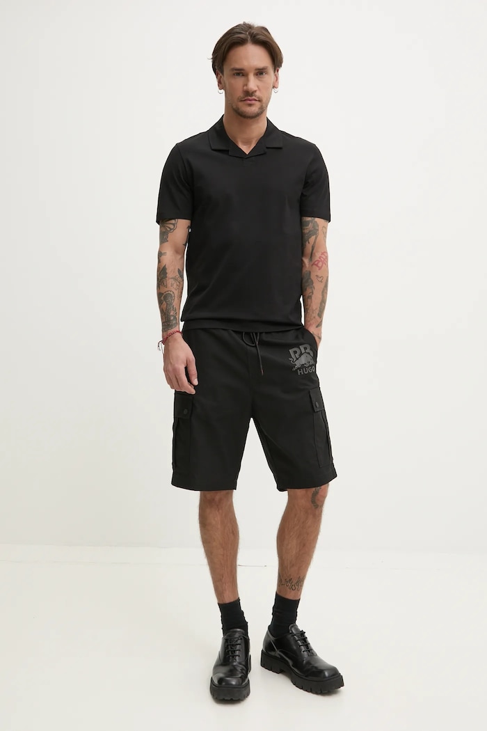 Bavlnené polo tričko HUGO 50542961 čierna SS26