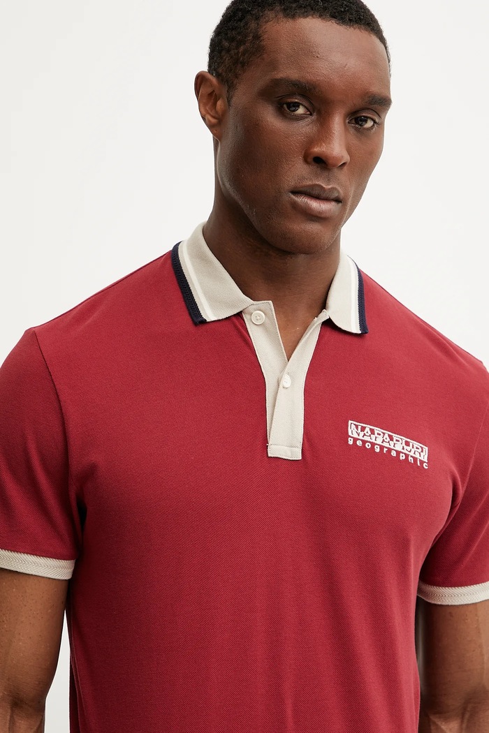 Napapijri polo de bumbac E-Murlo burgundia NP0A4ILYR1E1