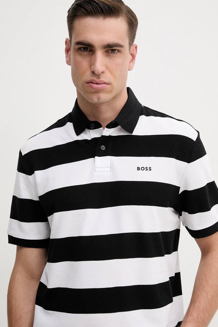 BOSS Orange polo bawełniane czarny 50508327