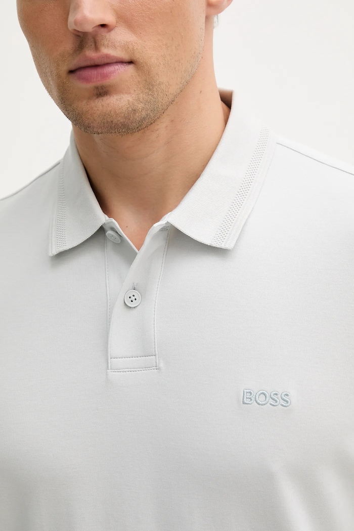 Βαμβακερό μπλουζάκι πόλο BOSS Orange San Jared-C γκρί 50520109