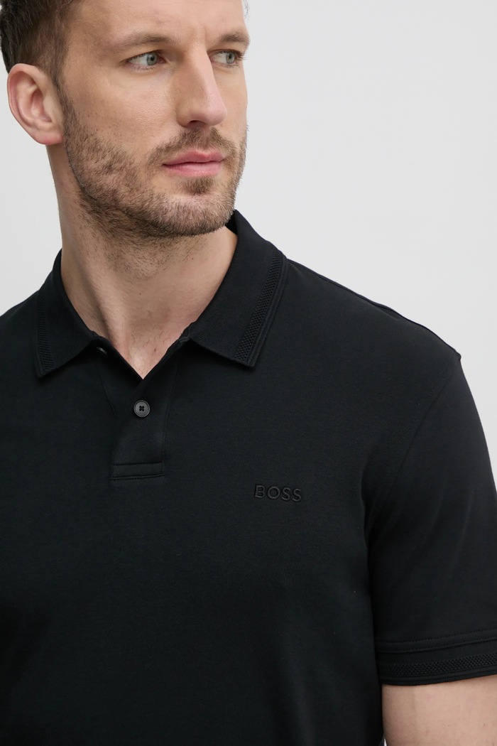 BOSS Orange polo bawełniane Pe_Interlock czarny 50520109