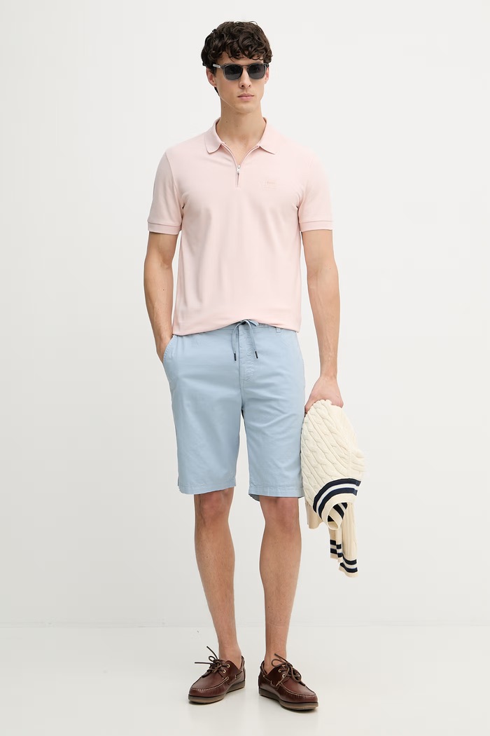 BOSS Orange polo tričko pánske s bavlnou 50537507 ružová SS26