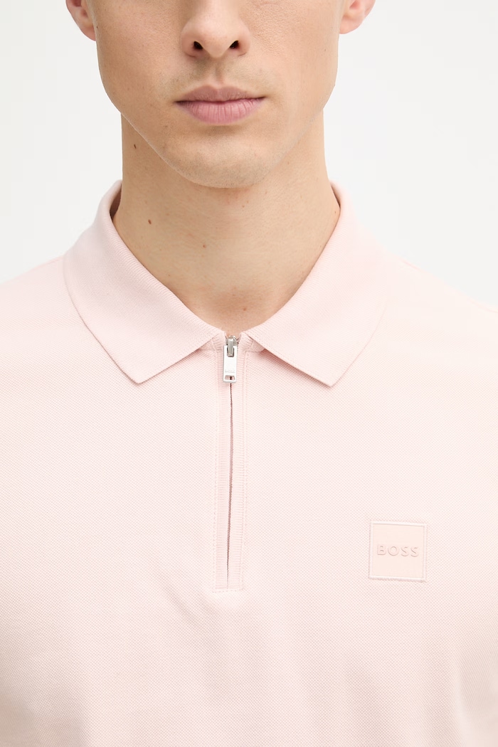 BOSS Orange polo tričko pánske s bavlnou 50537507 ružová
