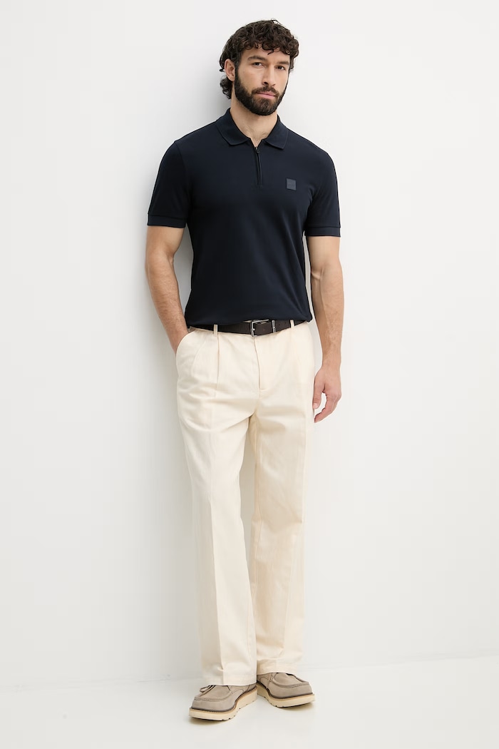 BOSS Orange polo bărbați cu bumbac 50537507 bleumarin SS26
