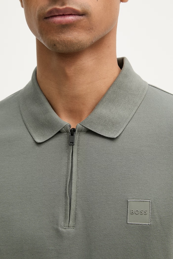 BOSS Orange polo majica moška z bombažem 50537507 zelena