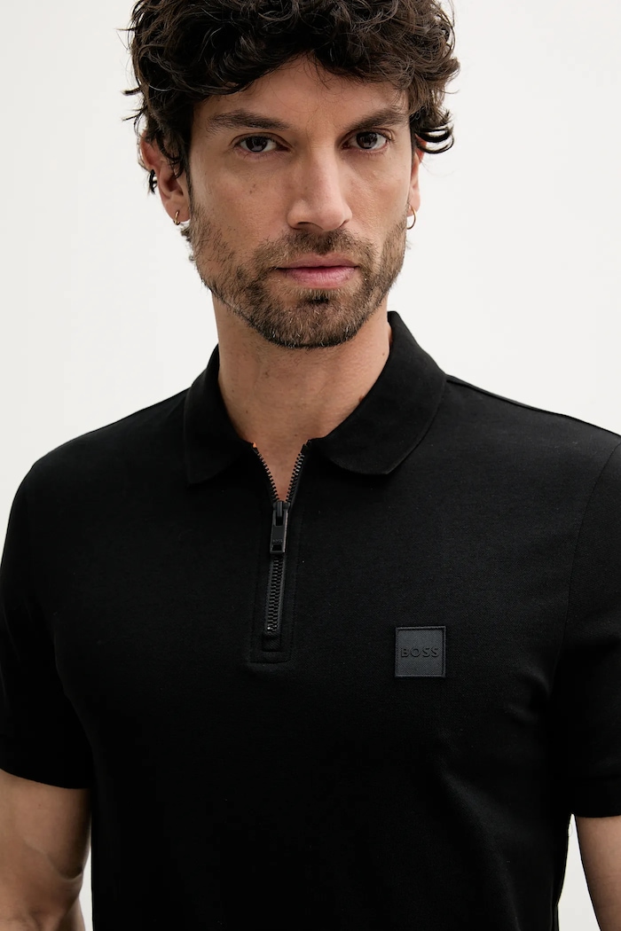 Oblečenie BOSS Orange polo tričko pánske s bavlnou 50537507 čierna