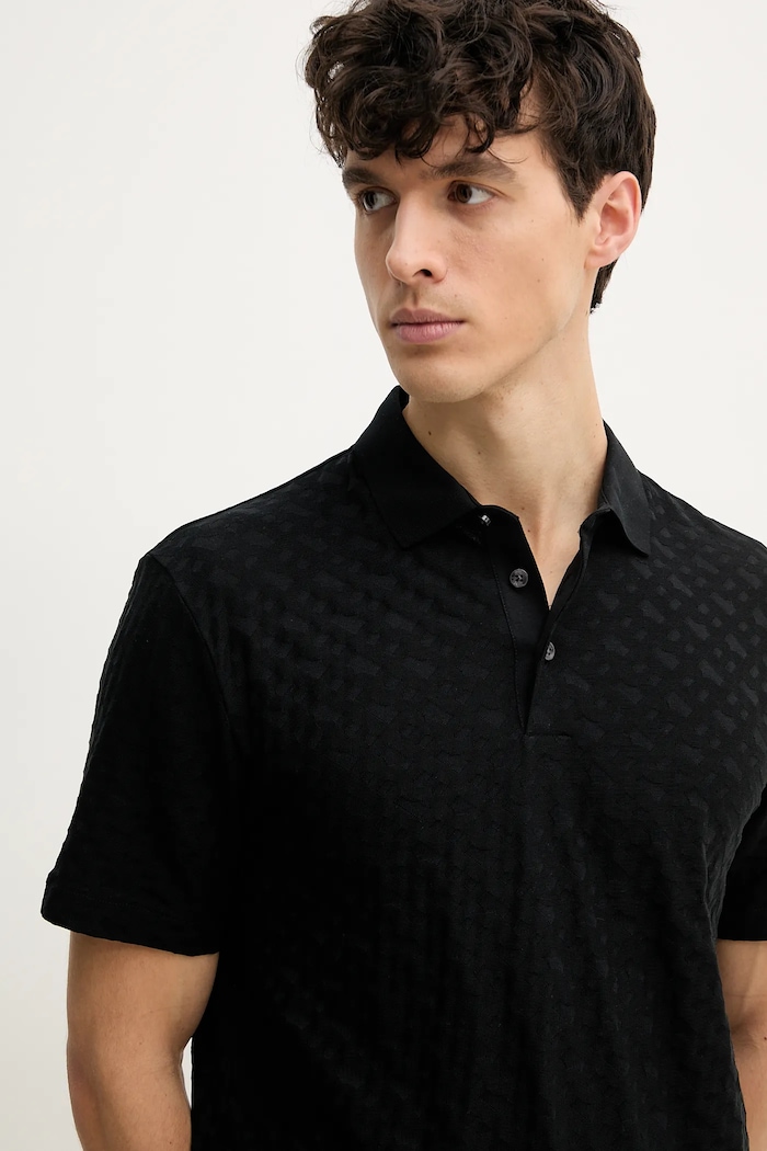 Bavlněné polo tričko BOSS černá 50537132