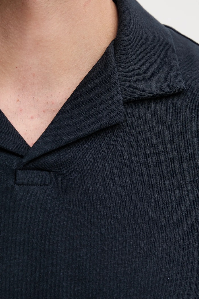 BOSS polo z domieszką lnu 50537502 granatowy