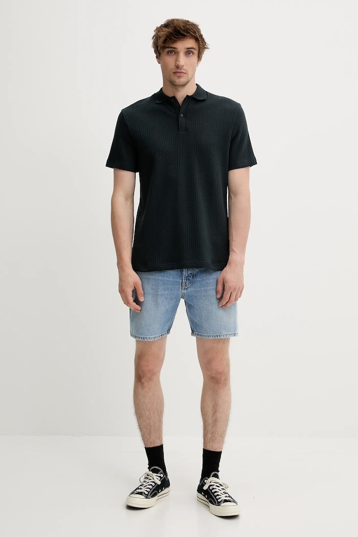 Pamučna polo majica Samsoe Samsoe SAJASE M25100033 mornarsko plava SS25
