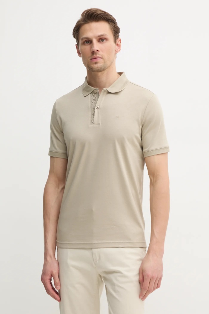 Calvin Klein polo bawełniane beżowy K10K114135