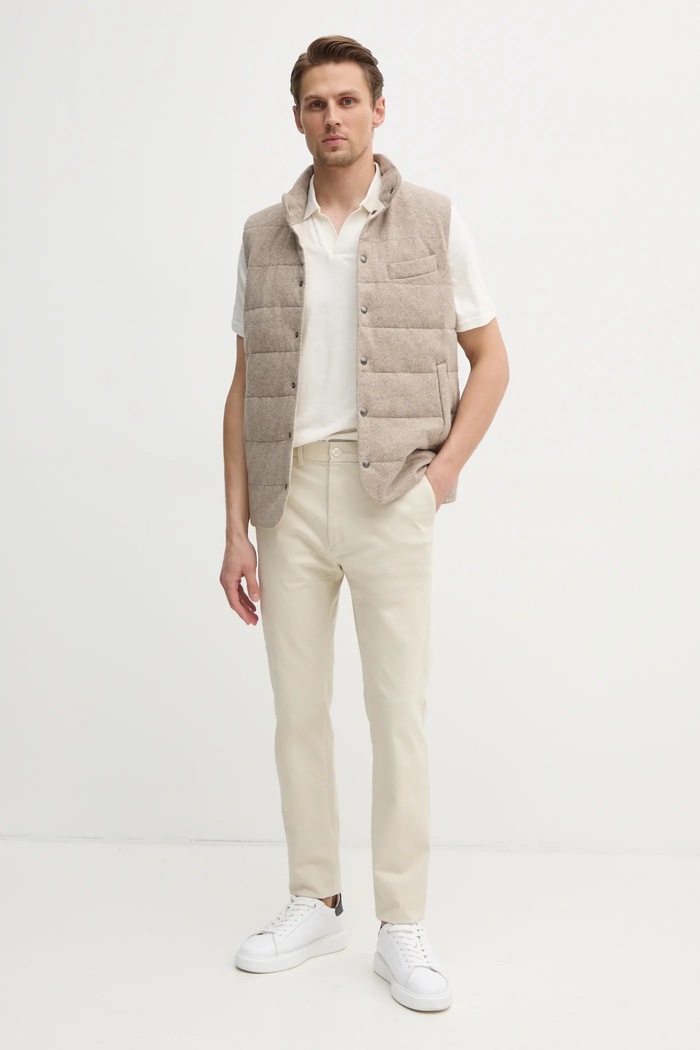 Polo tričko s prímesou ľanu Calvin Klein K10K114136 béžová SS25