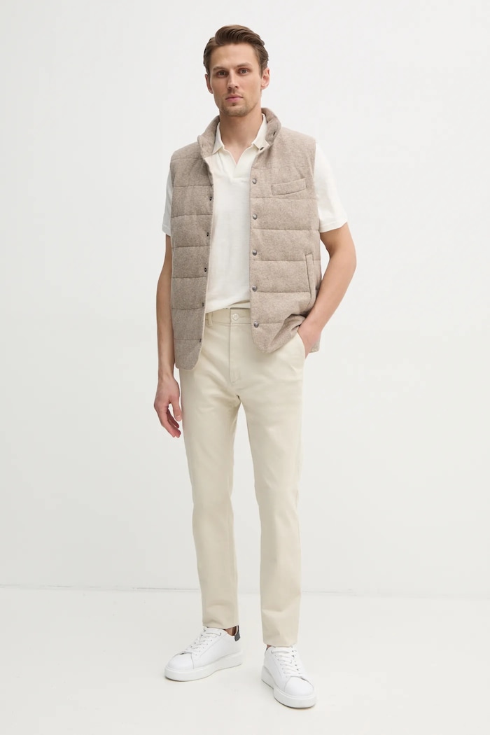 Polo tričko s prímesou ľanu Calvin Klein K10K114136 béžová SS25