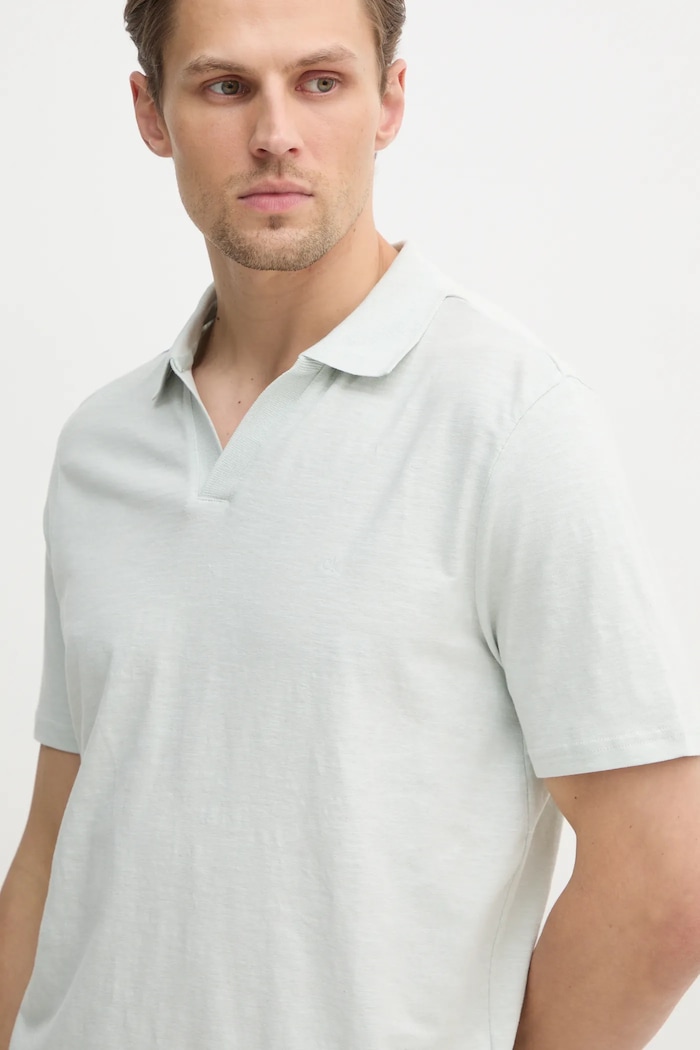 Oblečení Polo tričko s lněnou směsí Calvin Klein K10K114136 šedá
